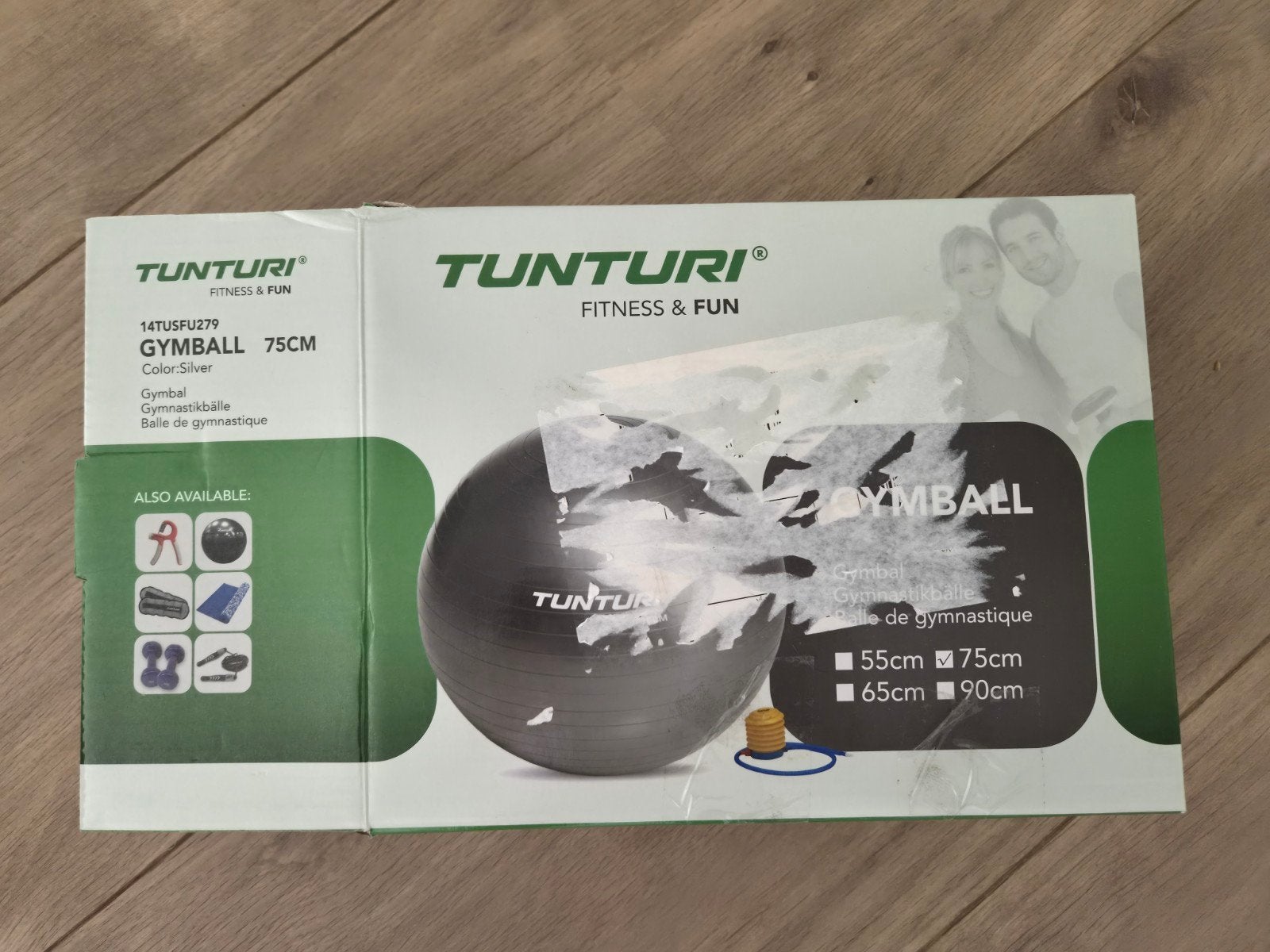 Tunturi Gymbal 75cm Zilver - Fitness & Fun, Sport en Fitness, Fitnessmaterialen, Ophalen, Nieuw, Buik, Fitnessbal