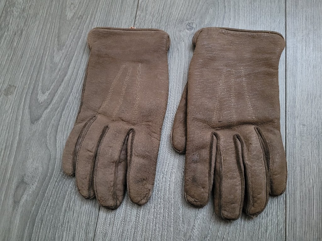 LAIMBÖCK grijze leren handschoenen 7 3/4 ~ HH0701, Laimböck, Ophalen of Verzenden, Gedragen, Handschoenen