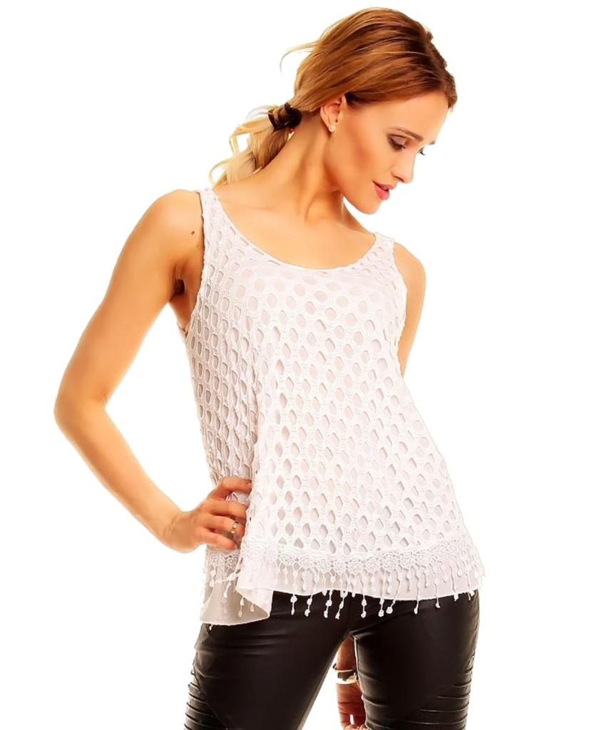 NIEUW Dubbellaags top, wit,  1 maat (36/40), Kleding | Dames, Tops, Maat 38/40 (M), Wit, Nieuw, Zonder mouw