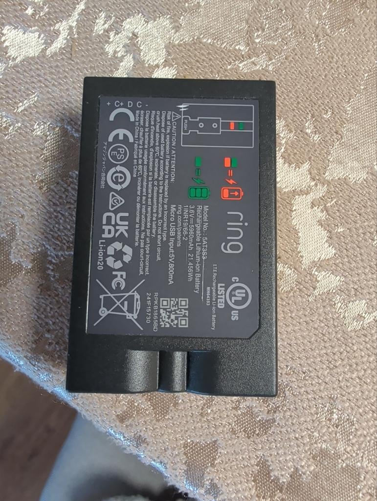 Ring Oplaadbare Batterij - Model 5AT3S2, Ophalen of Verzenden, Zo goed als nieuw, Oplaadbaar