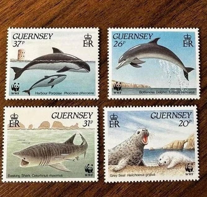 Guernsey 1990 Dolfijnen Postfris Postzegels WWF, Ophalen of Verzenden, Postfris