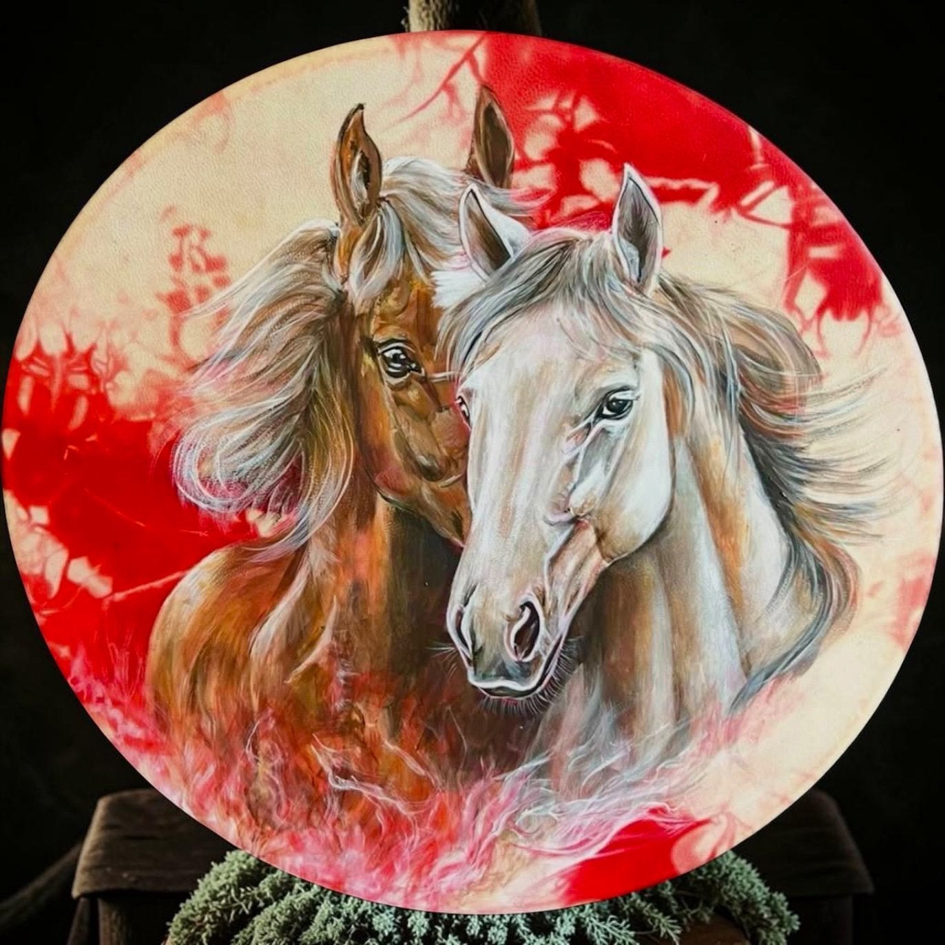 OVERGEDRAGEN Sjamanendrum Damhert 42 cm 1e chakra, Verzenden, Trommel
