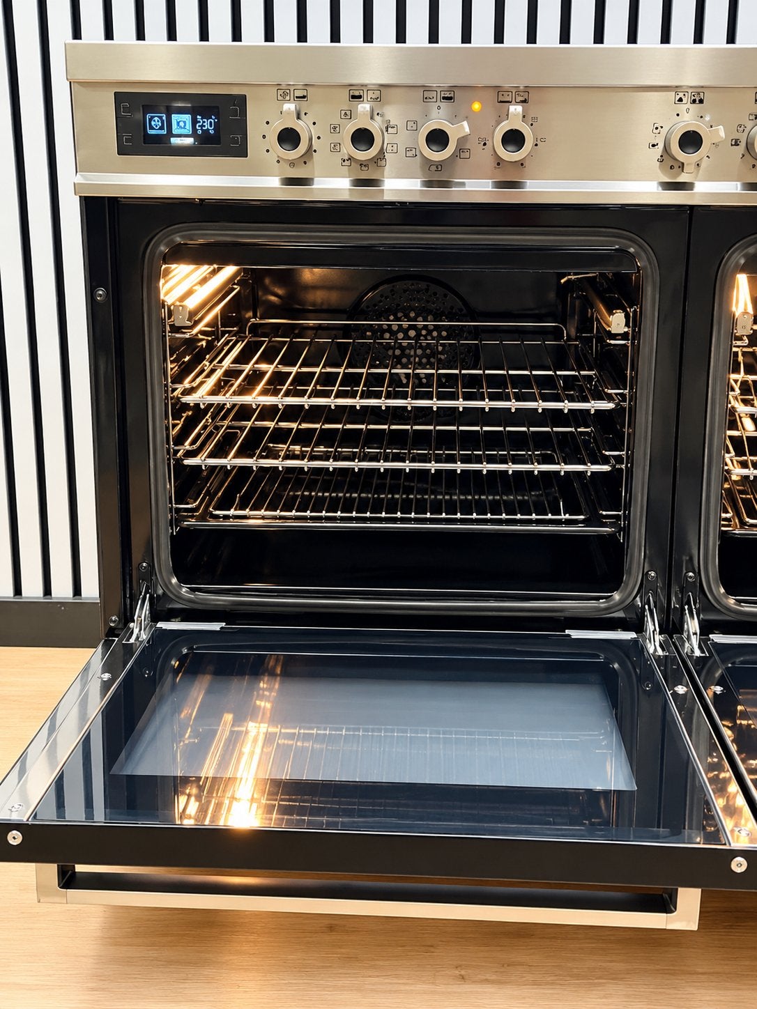 Luxe bertazonni Inductie Fornuis met dubbele oven 90 cm, Hete lucht, Fornello Esperta, Ophalen of Verzenden, 60 cm of meer