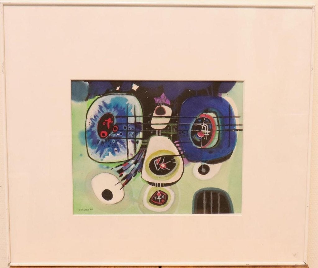 Gérard Grassère(1915 )Olieverf "Abstracte Compositi "Ges Ged, Abstract, Gesigneerd, Hout, Ophalen of Verzenden