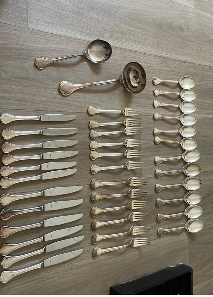 Verzilverd bestek Robbe & Berking Gluckmunsterfaden, Ophalen of Verzenden, Zo goed als nieuw, Overige merken, Zilver