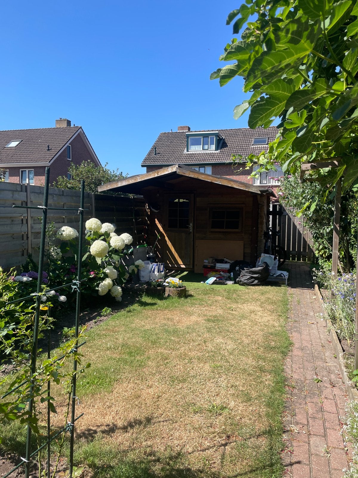 Houten schuur 3x3m met overkapping, Ophalen, Gebruikt, Hout, Overige typen