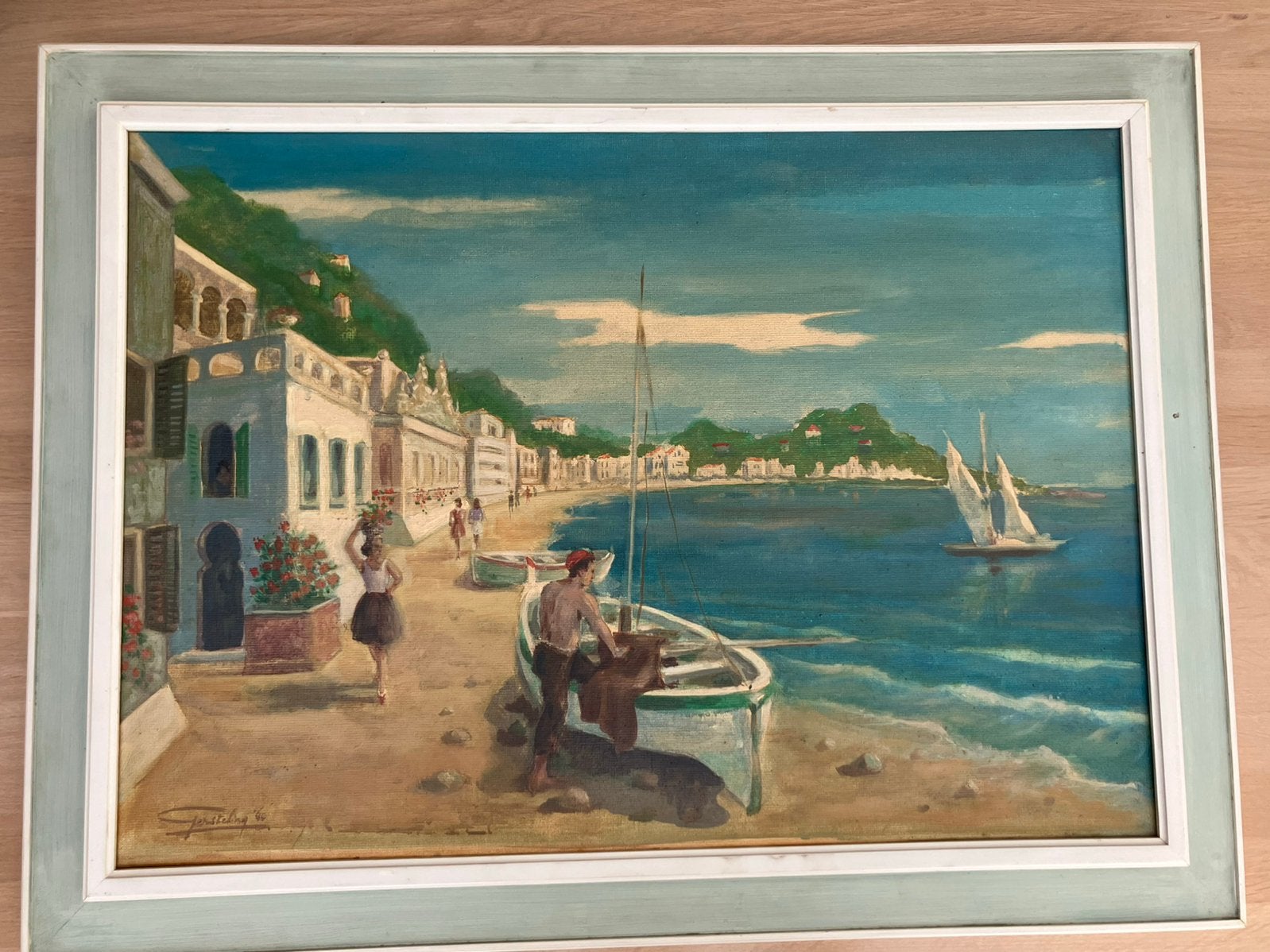 Schilderij olieverf Mediterranee Harry Gersteling(1890-1964), Doek, Ophalen of Verzenden, Landschap, Olieverf
