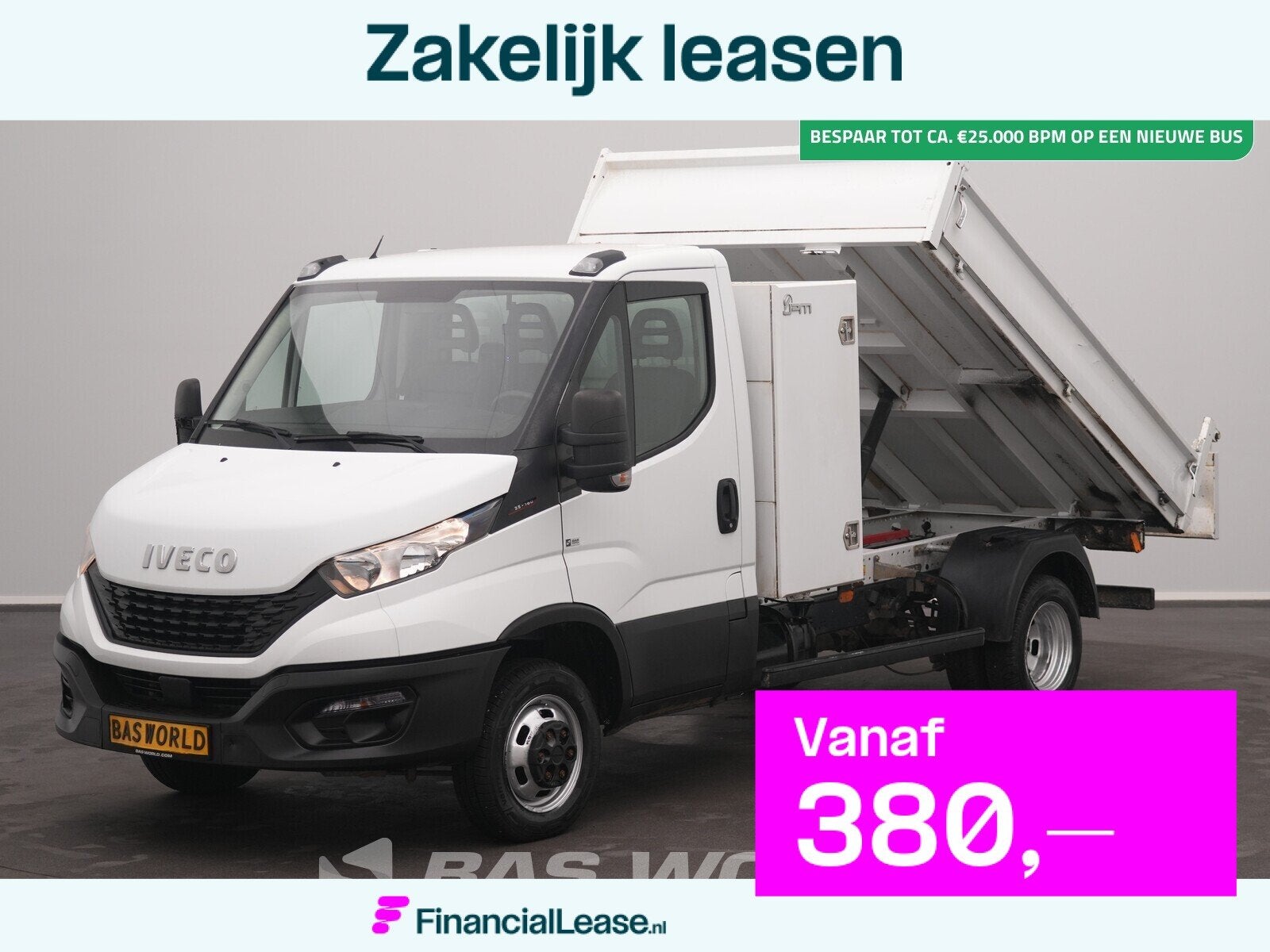Iveco Daily 35C16 3.0L Kipper met Kist 3500kg trekhaak Airco, Gebruikt, Euro 6, 4 cilinders, Iveco