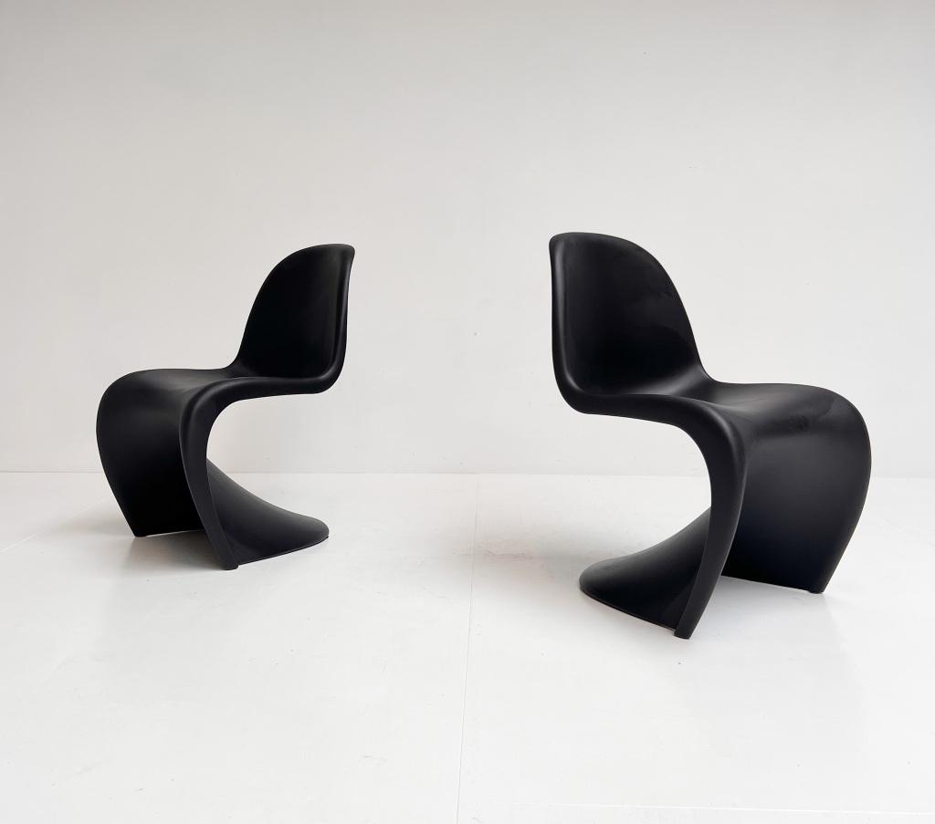 Set van 2 Vitra Verner Panton stoelen, na 2000, Huis en Inrichting, Stoelen, Gebruikt, Twee, Zwart, Design