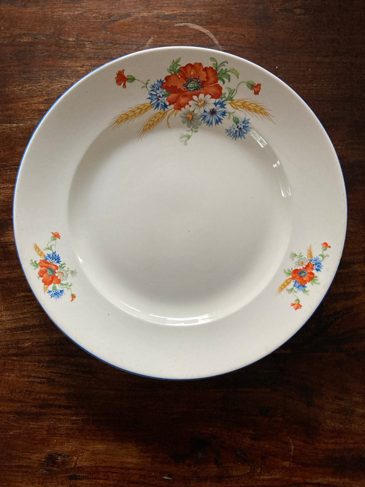 Antiek Lunéville France Opaque bord met bloemmotief XXL, Ophalen of Verzenden