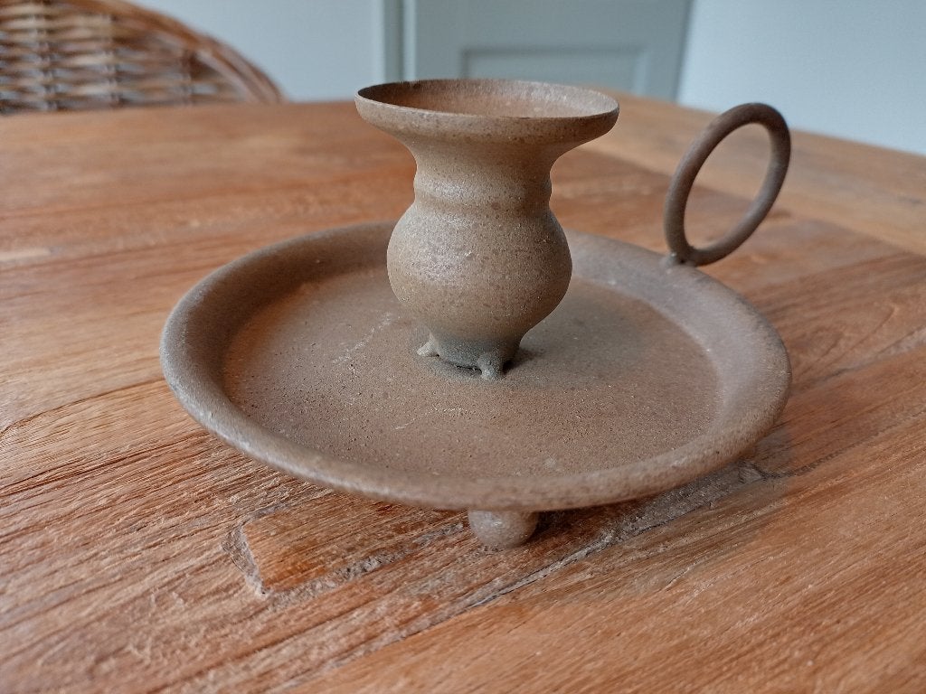 mooie kandelaar/blaker met oor bruin, Bruin, Ophalen of Verzenden, Zo goed als nieuw, Kandelaar