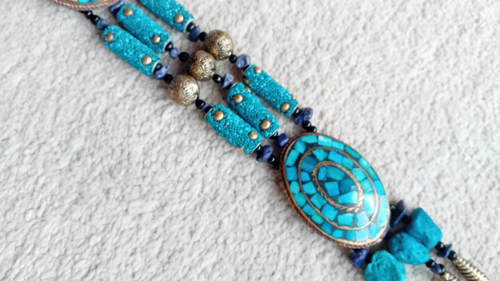 Vintage glazen hals kralen ketting / mooi oude ketting, Ophalen of Verzenden, Zo goed als nieuw, Overige materialen