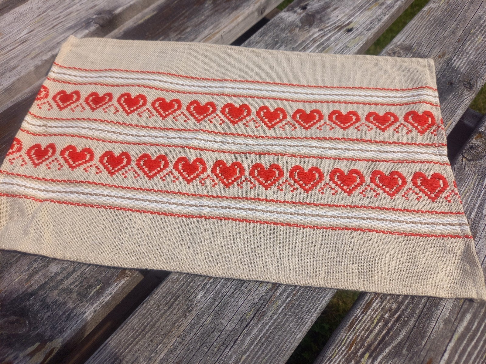 Zweeds linnen tafellopertje/kleedje, traditionele stijl, Gebruikt, Meerkleurig, Ophalen of Verzenden, Landelijk