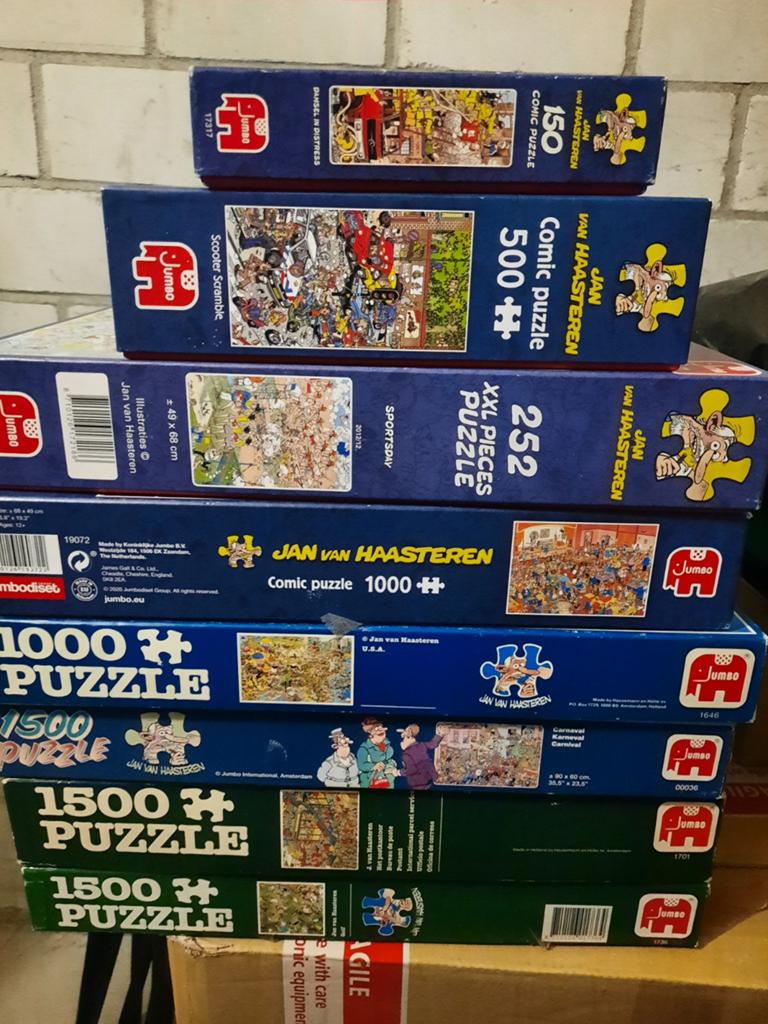 Verzameling van 8 Jan van haasteren puzzels 150 t/m 1500st, Hobby en Vrije tijd, Denksport en Puzzels, Ophalen of Verzenden, 500 t/m 1500 stukjes