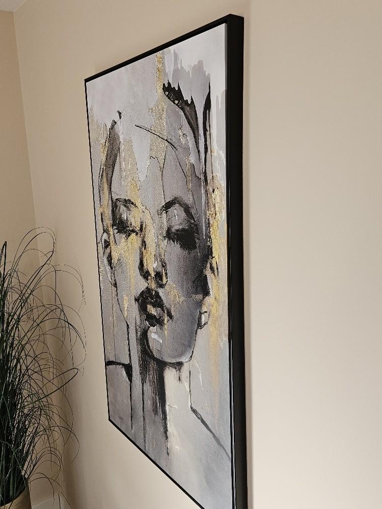 Schilderij met Gezicht en zwarte rand. 117cm bij 69cm., Huis en Inrichting, Woonaccessoires | Schilderijen, Tekeningen en Foto's