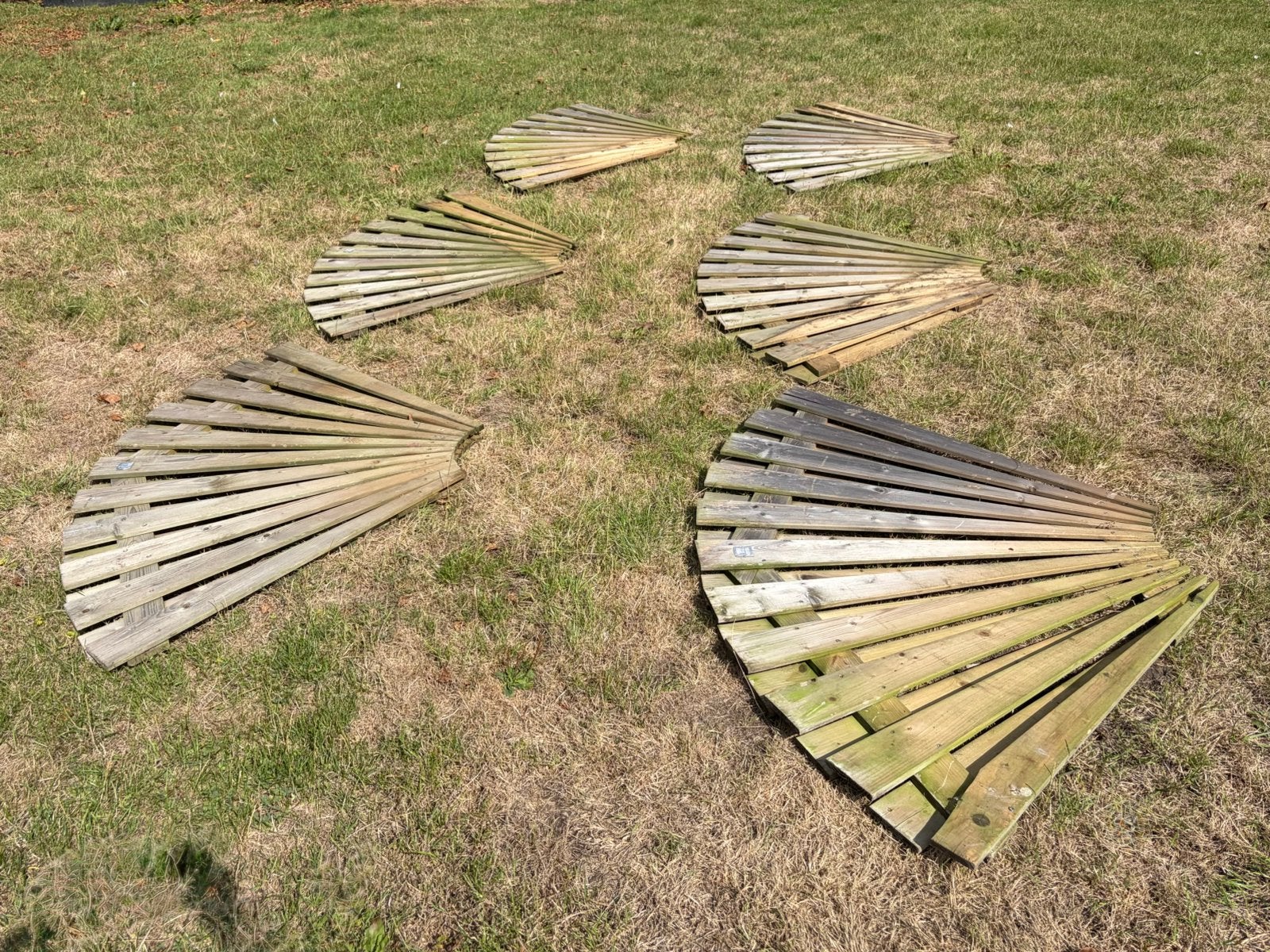 6 x Schutting waaiervormig / waaierscherm van 1 m hoog, Ophalen, Minder dan 3 meter, Hout, 1 tot 2 meter