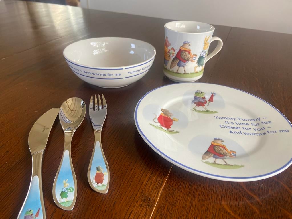 Prachtig 6-delig porceleinen kinderservies Viners, Antiek en Kunst, Ophalen of Verzenden