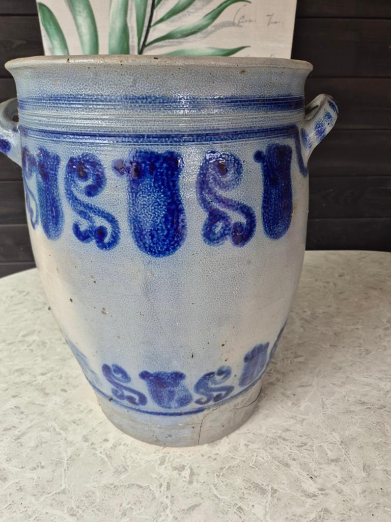 Antieke aardewerken pot met blauw decor, Antiek en Kunst, Antiek | Keramiek en Aardewerk, Ophalen of Verzenden