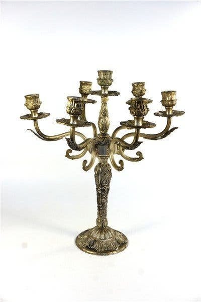 Franse metalen kandelaar - 7 kaarsen, Huis en Inrichting, Woonaccessoires | Kandelaars en Kaarsen, Gebruikt, Ophalen of Verzenden