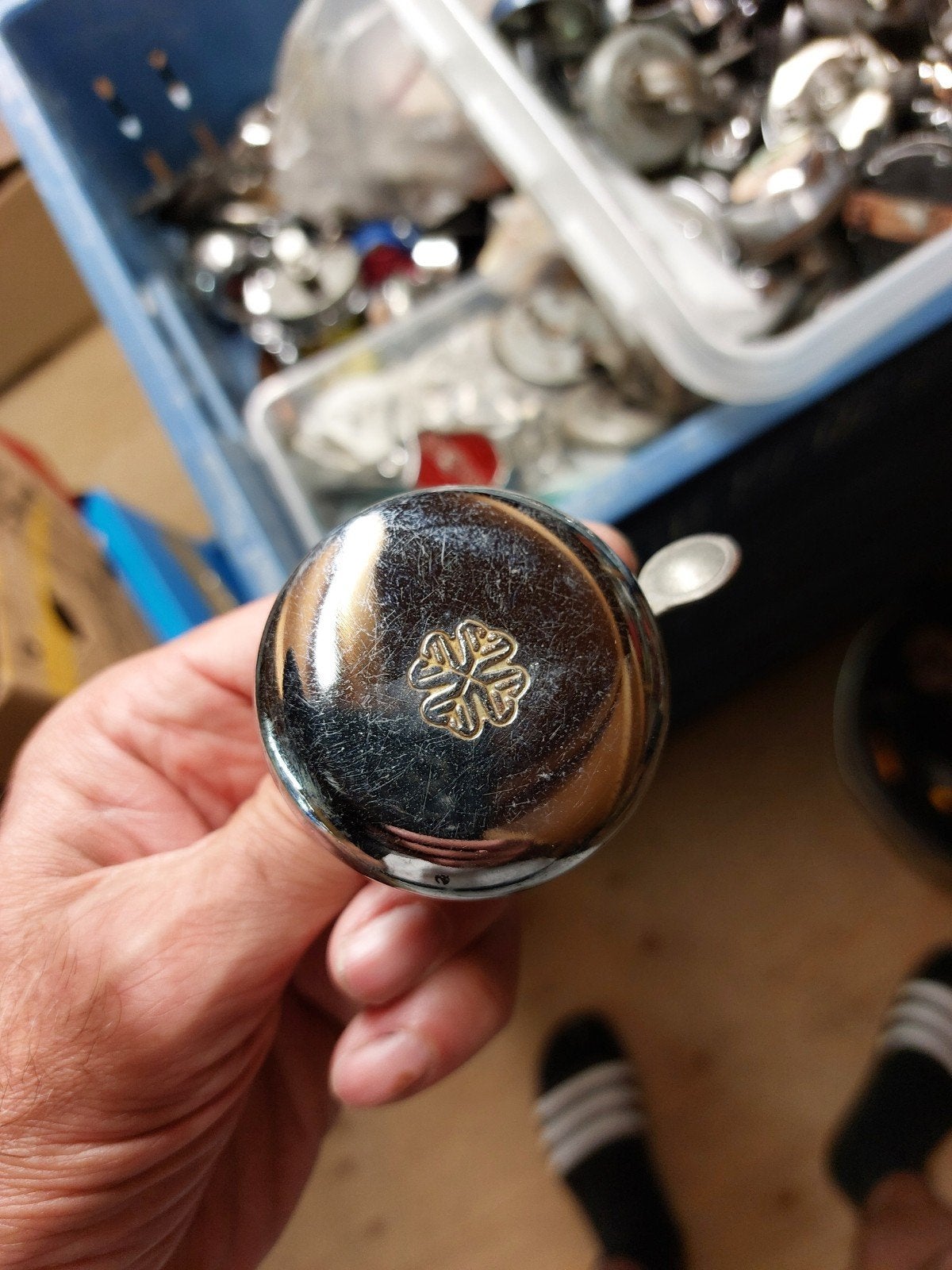 oude vintage fietsbel klavertje 4 metaal oldtimer, Ophalen of Verzenden, Gebruikt