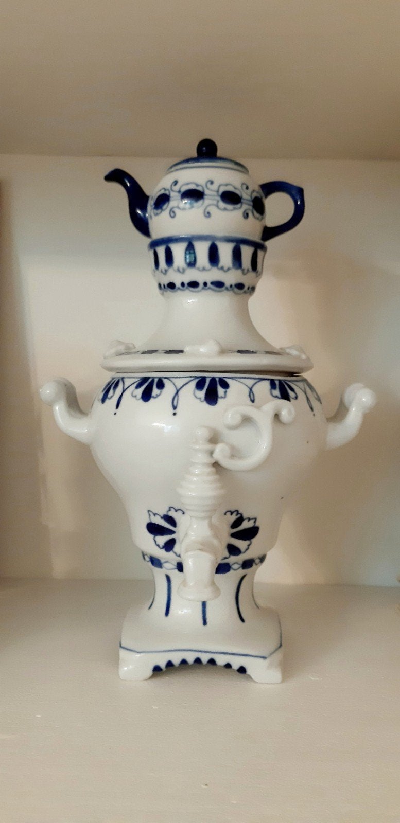 Zeldzame samovar, blauw wit compleet, Antiek en Kunst, Ophalen of Verzenden