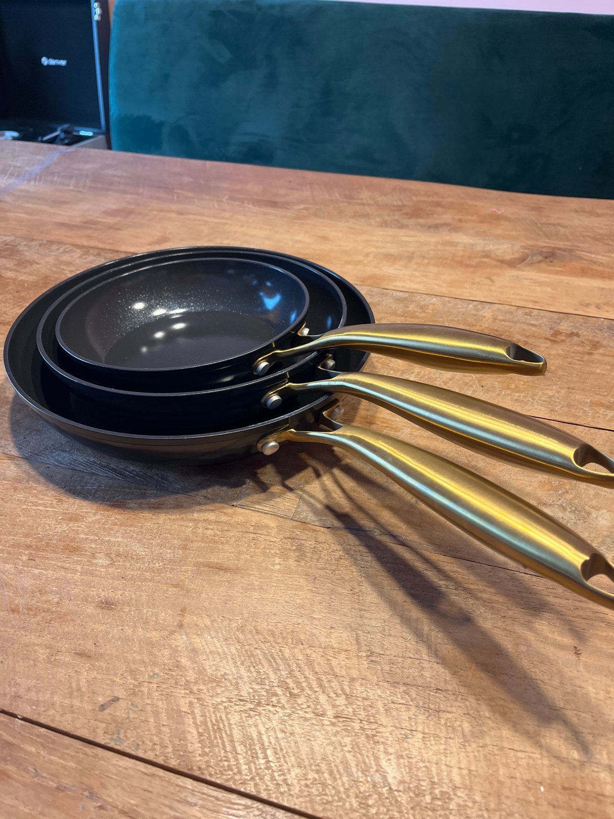 ReCook Pannenset met gouden handvatten - nieuw, Overige materialen, Inductieplaat, Pannenset, Ophalen of Verzenden