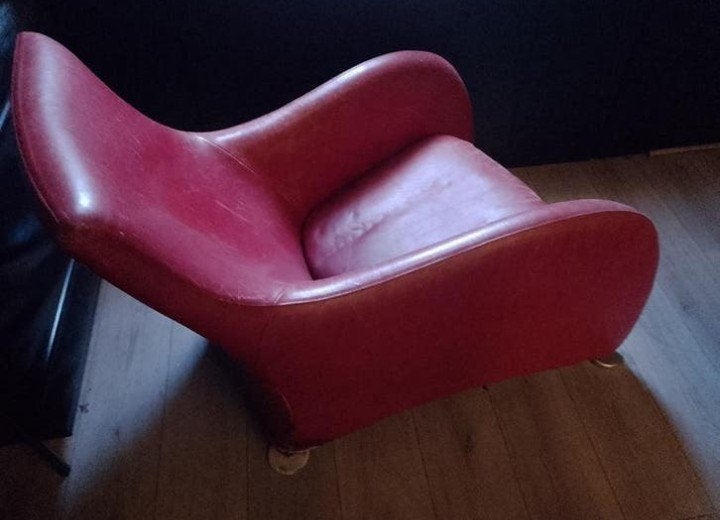 Montis Loge stoel - Rode fauteuil, Ophalen, Gebruikt, Design, Modern, Leer