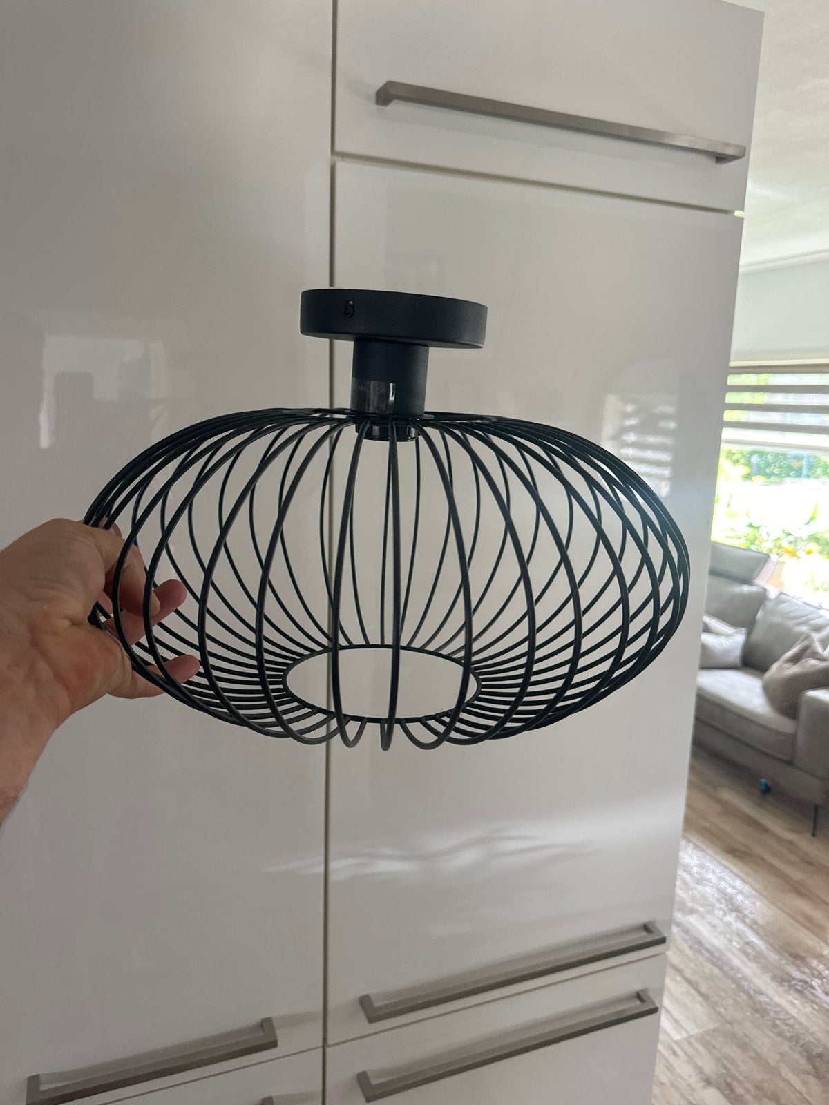Zwarte metalen plafondlamp - Ø 40 cm, Ophalen, Zwart, Metaal, Plafondlamp