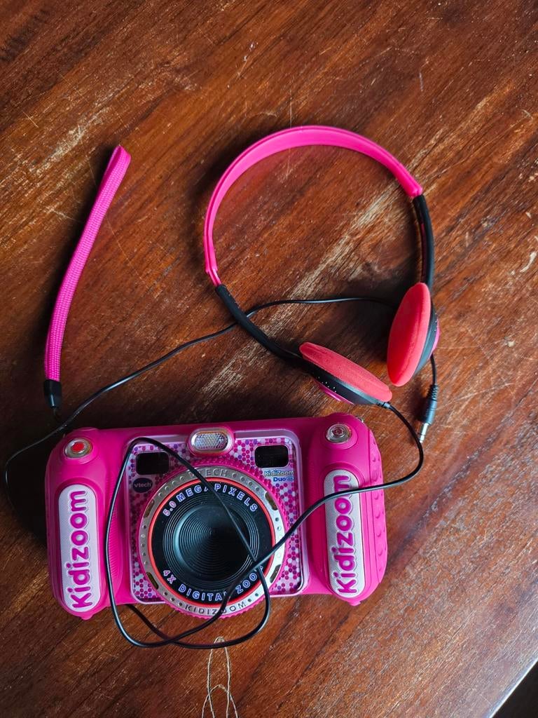 VTECH KidiZoom Duo DX - Roze kindercamera met koptelefoon, Ophalen of Verzenden, Zo goed als nieuw