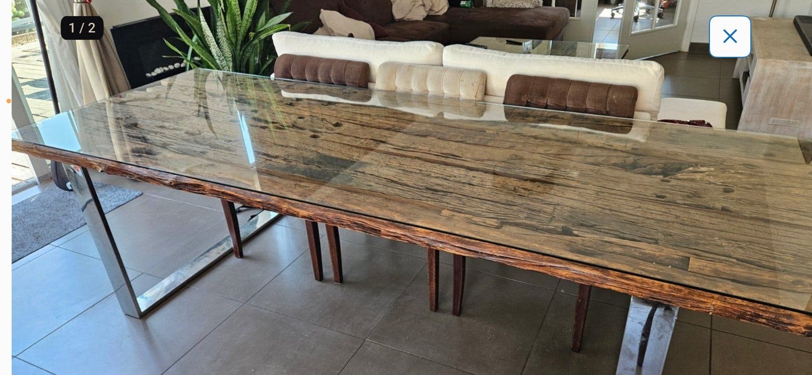Robuuste Rofra tafel met gouden poten, Ophalen, 150 tot 200 cm, Glas, Nieuw