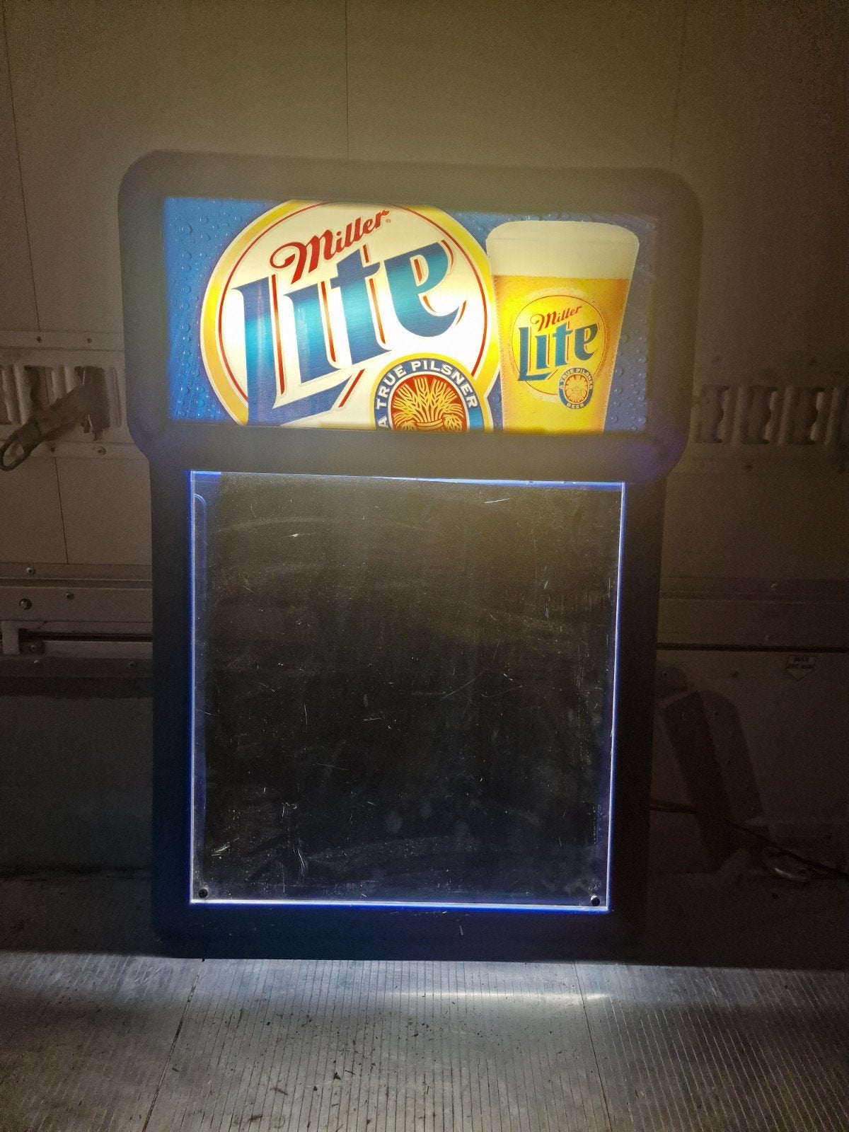 lite miller lichtbak met schrijffunctie, Ophalen, Gebruikt, Reclamebord, Plaat of Schild, Overige merken