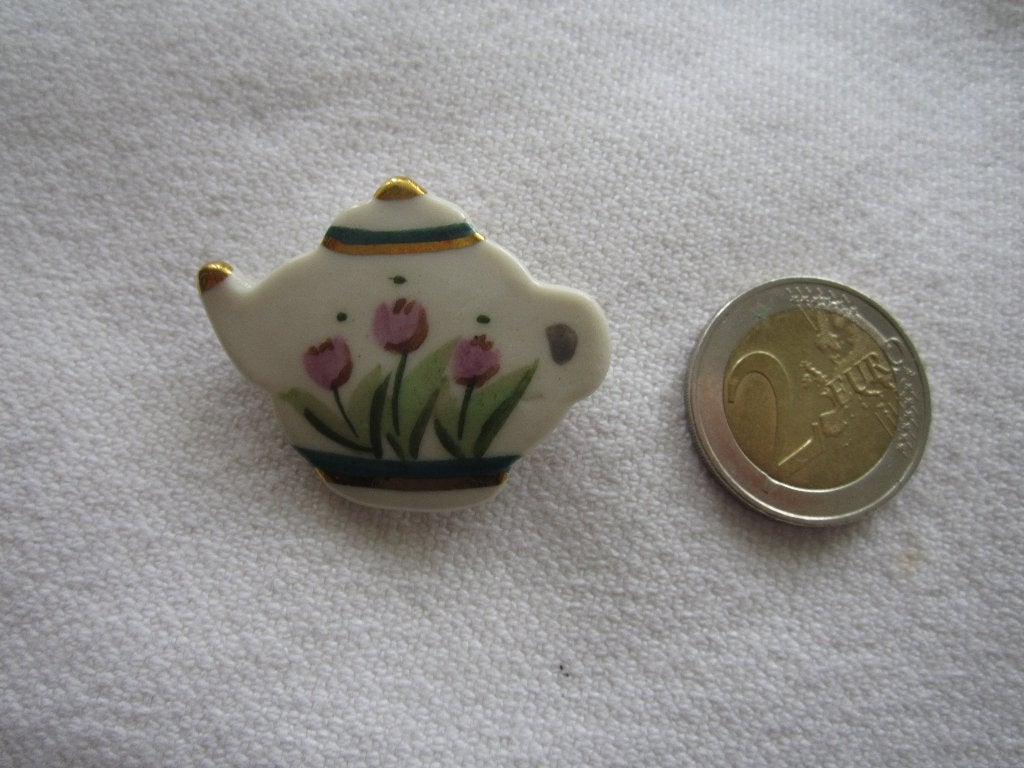 4.  Grappige oude broche,  keramiek, Ophalen, Overige materialen, Broche