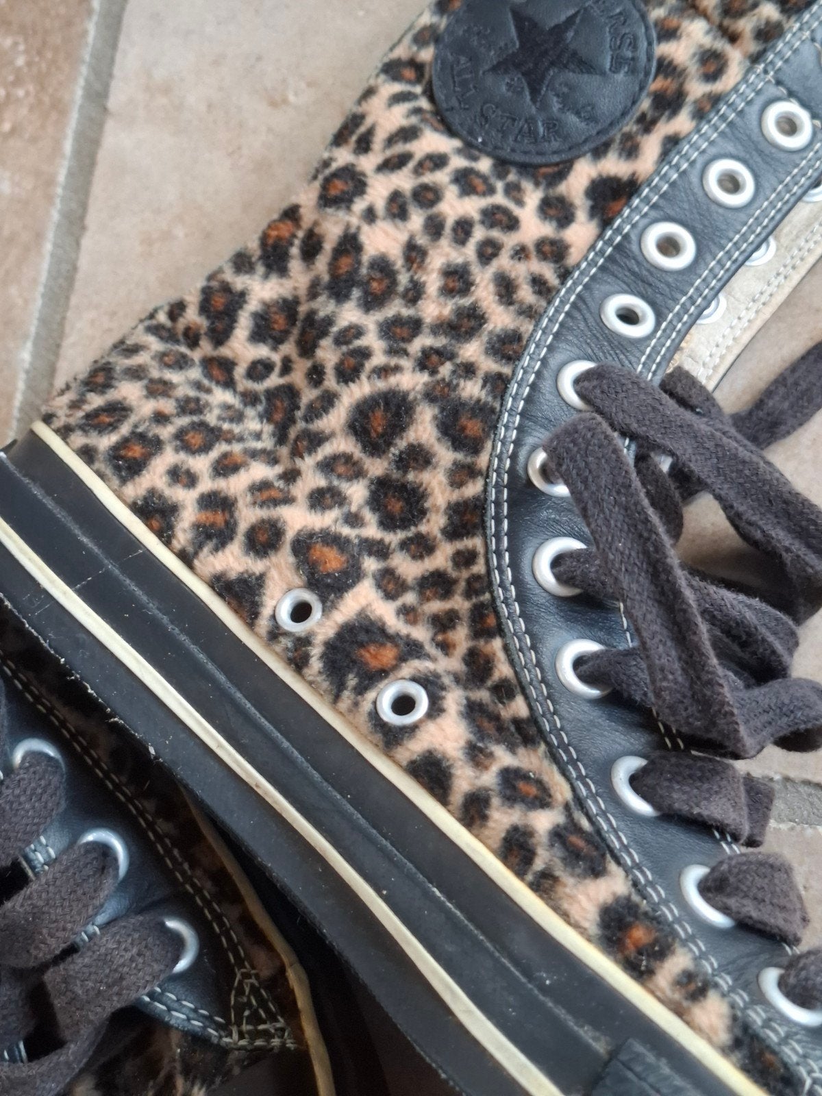 Converse All Star Leopard Print Hoge Sneakers, Ophalen, Bruin, Converse, Sneakers of Gympen