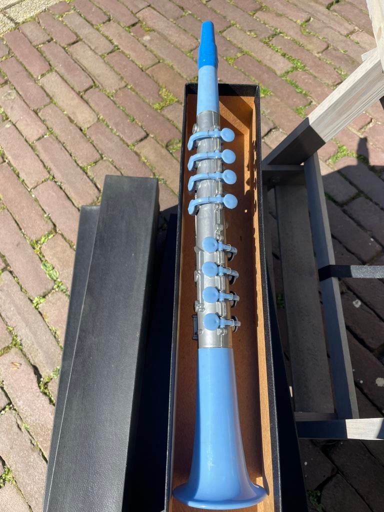 Speelgoed klarinet in doos oude winkel stock 60ej 7x, Antiek en Kunst, Ophalen of Verzenden
