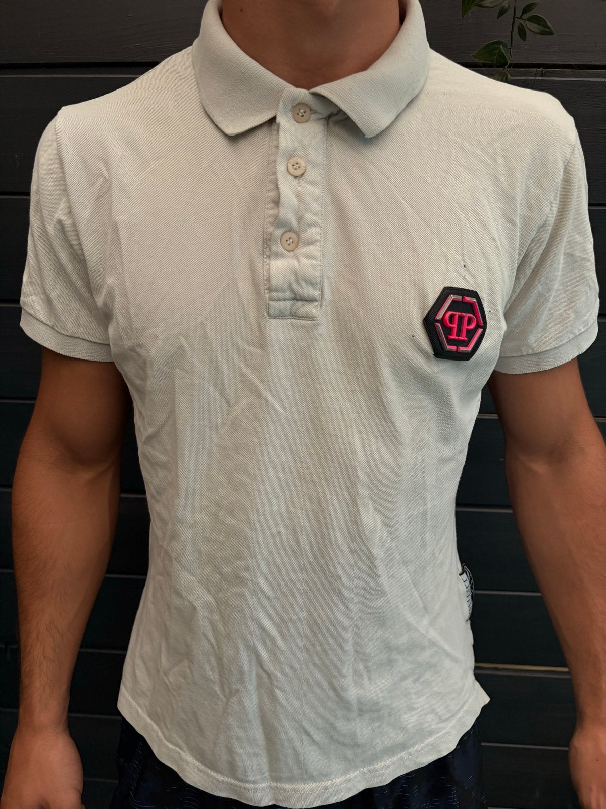 Philipp Plein polo shirt met doodshoofdprint, Ophalen of Verzenden, Gedragen, Maat 48/50 (M), Wit