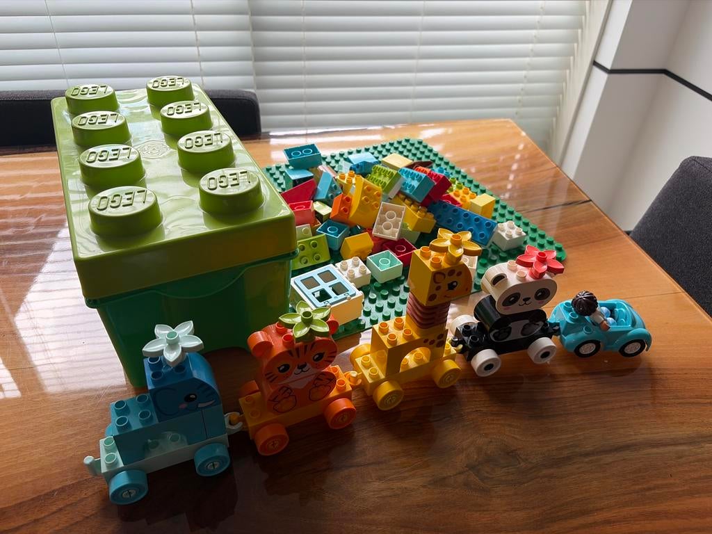 Duplo dierentrein met extra blokken en opbergdoos, Kinderen en Baby's, Speelgoed | Duplo en Lego, Gebruikt, Ophalen of Verzenden