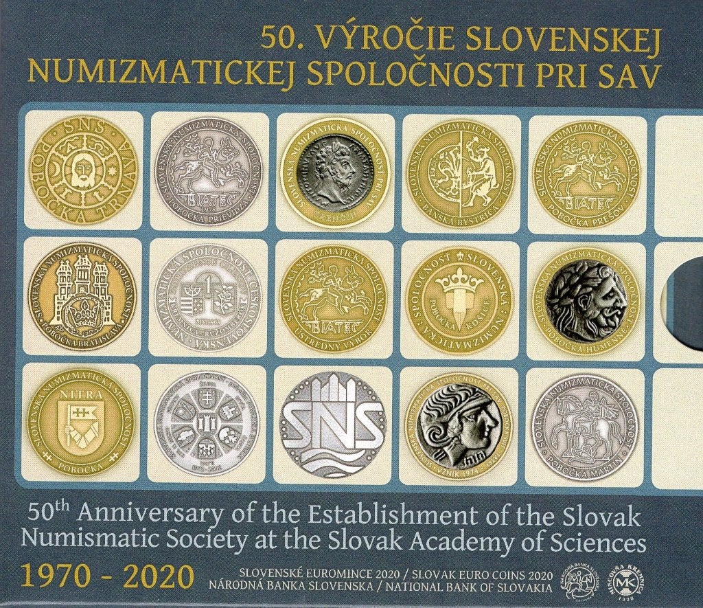 BU set Slowakije 2020 - 50 jaar Numismatic Society - Blister, Postzegels en Munten, Munten | Europa | Euromunten, Verzenden, Slowakije