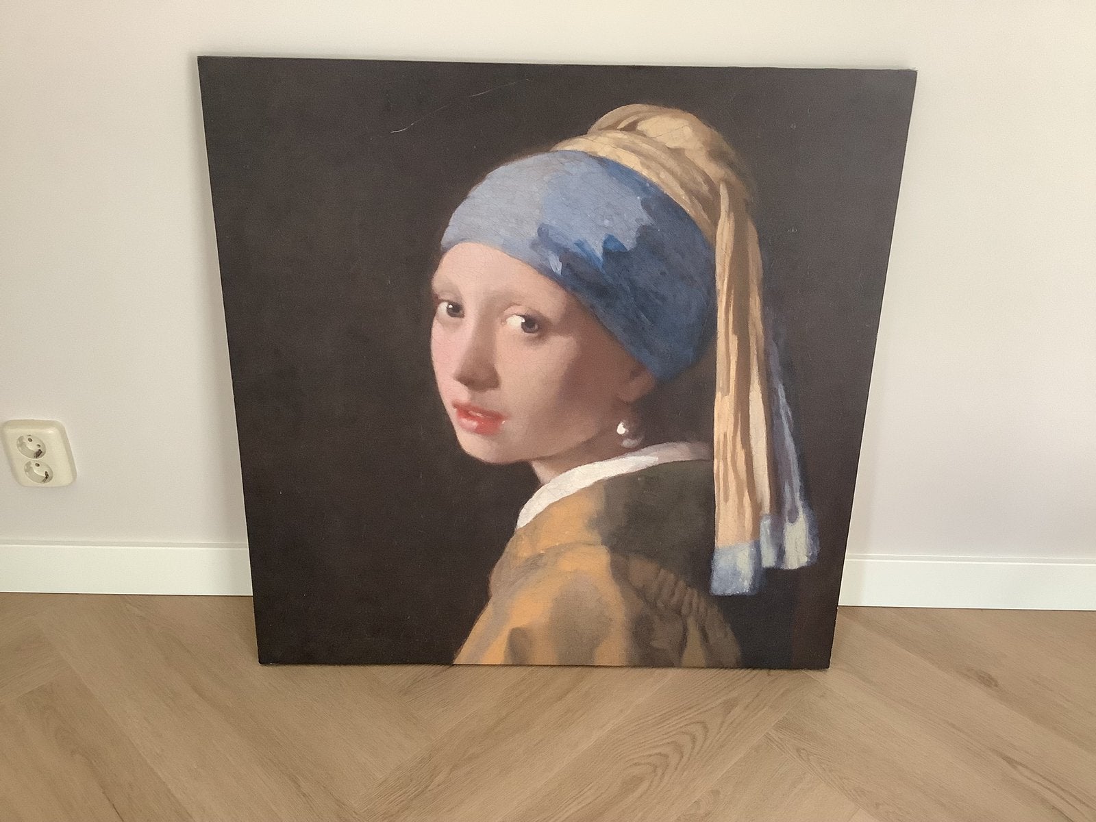 Groot canvas schilderij het Meisje met de parel Vermeer 80cm, Ophalen, 75 tot 100 cm, Schilderij, 75 – 100