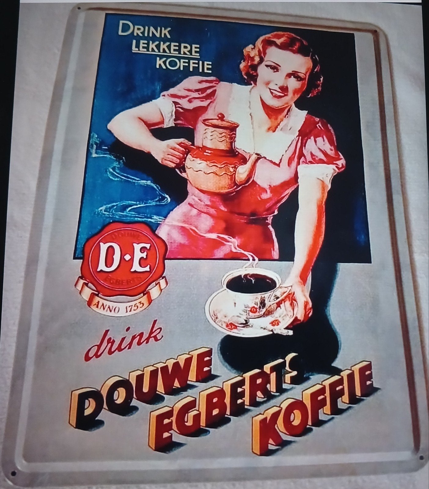 Reclamebord Douwe Egberts, Ophalen of Verzenden, Nieuw, Reclamebord