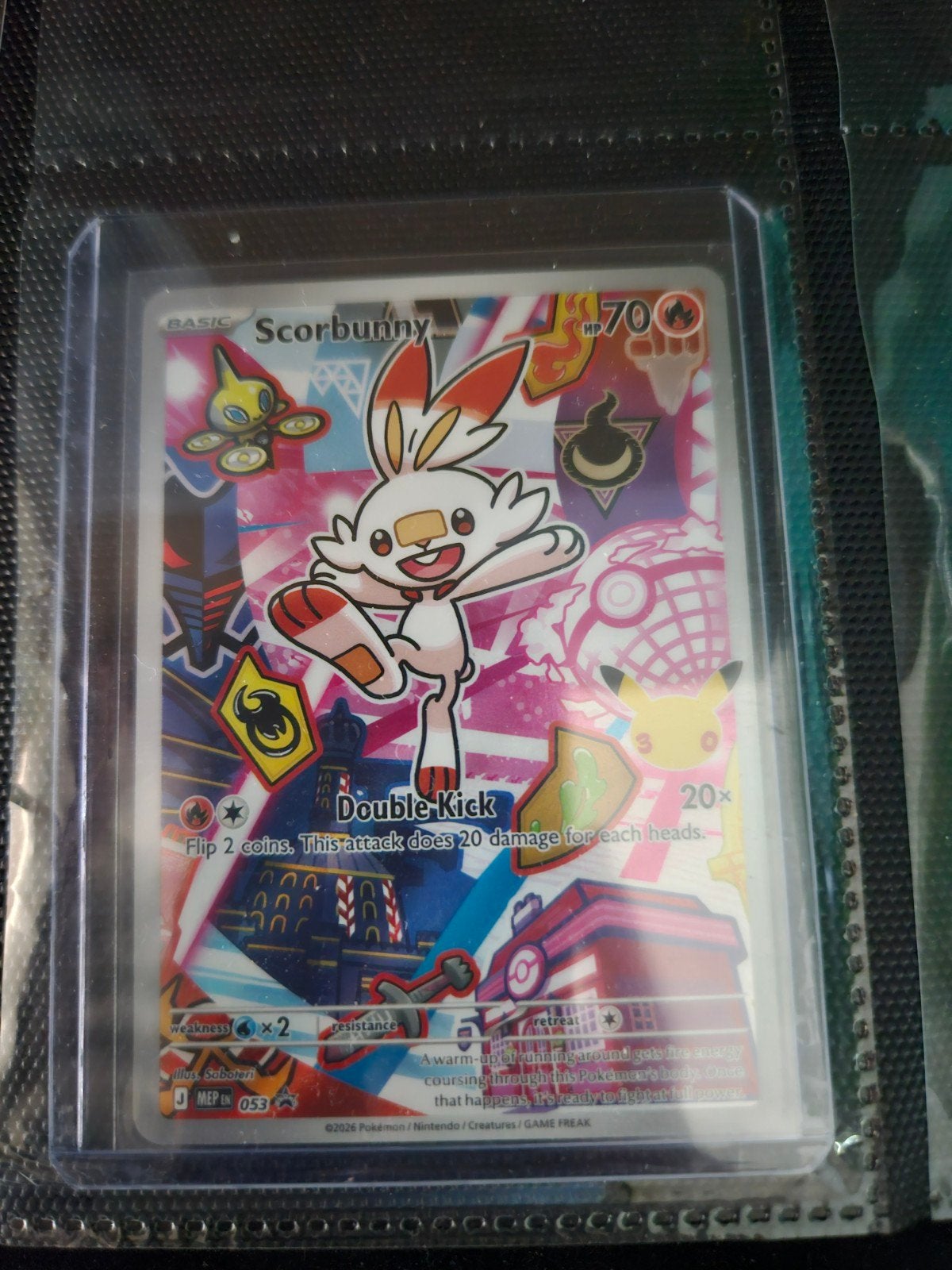 Pokemon Scorbunny MEP 053 Promo, Ophalen of Verzenden, Zo goed als nieuw, Losse kaart, Foil