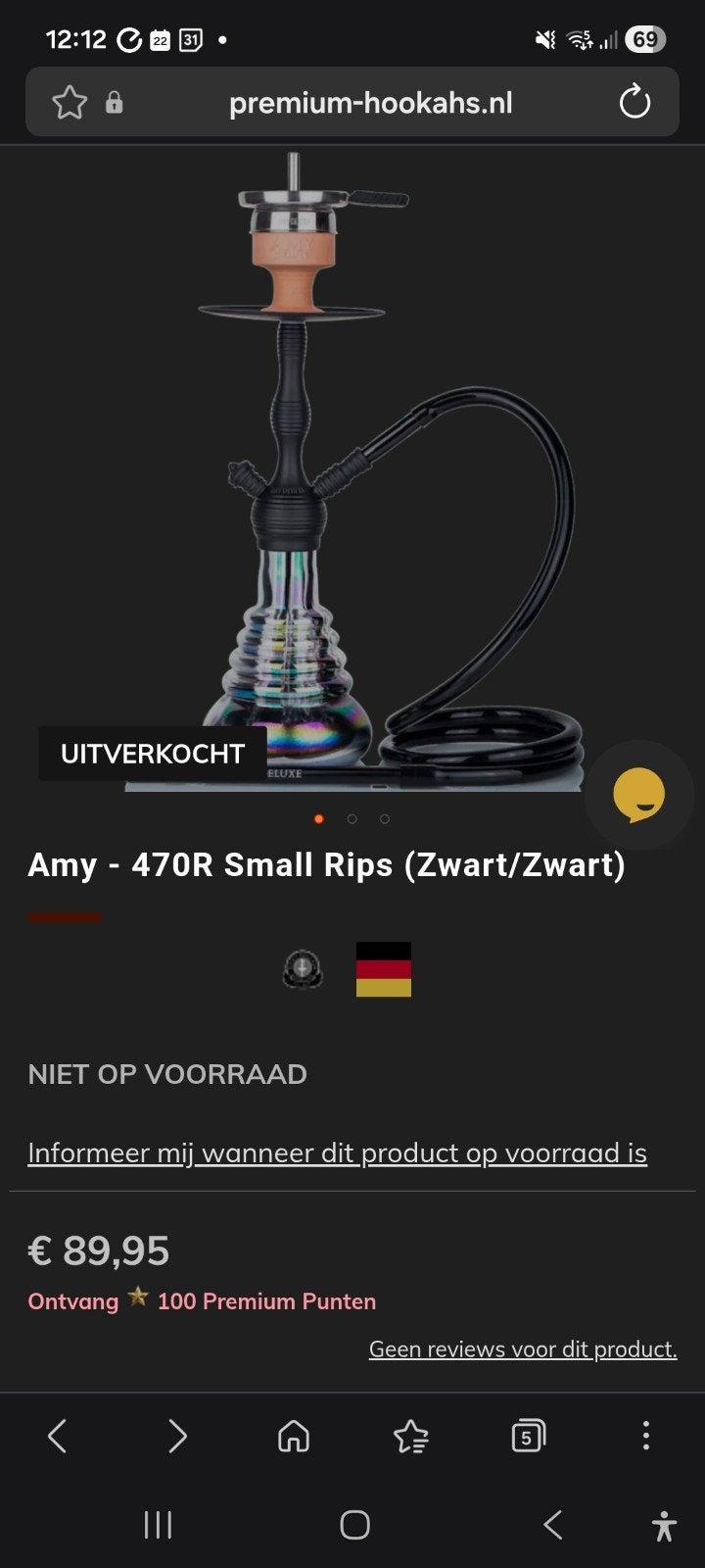 Amy Deluxe waterpijp inclusief toebehoren, Ophalen, Gebruikt, (Water)pijp