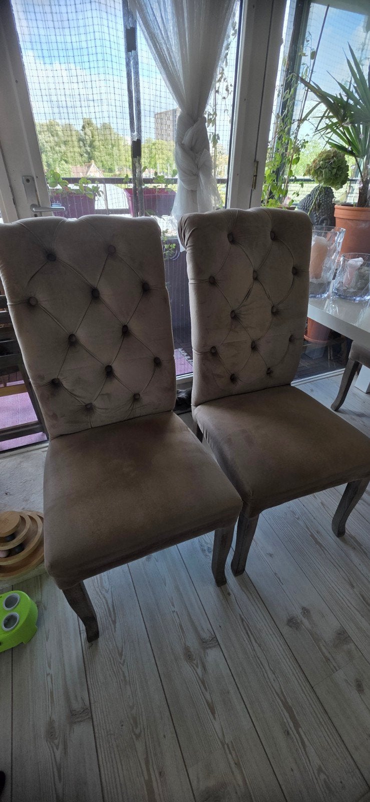4x Dubbelman Design gecapitonneerde eetkamerstoelen, Ophalen, Overige kleuren, Zo goed als nieuw, Vier