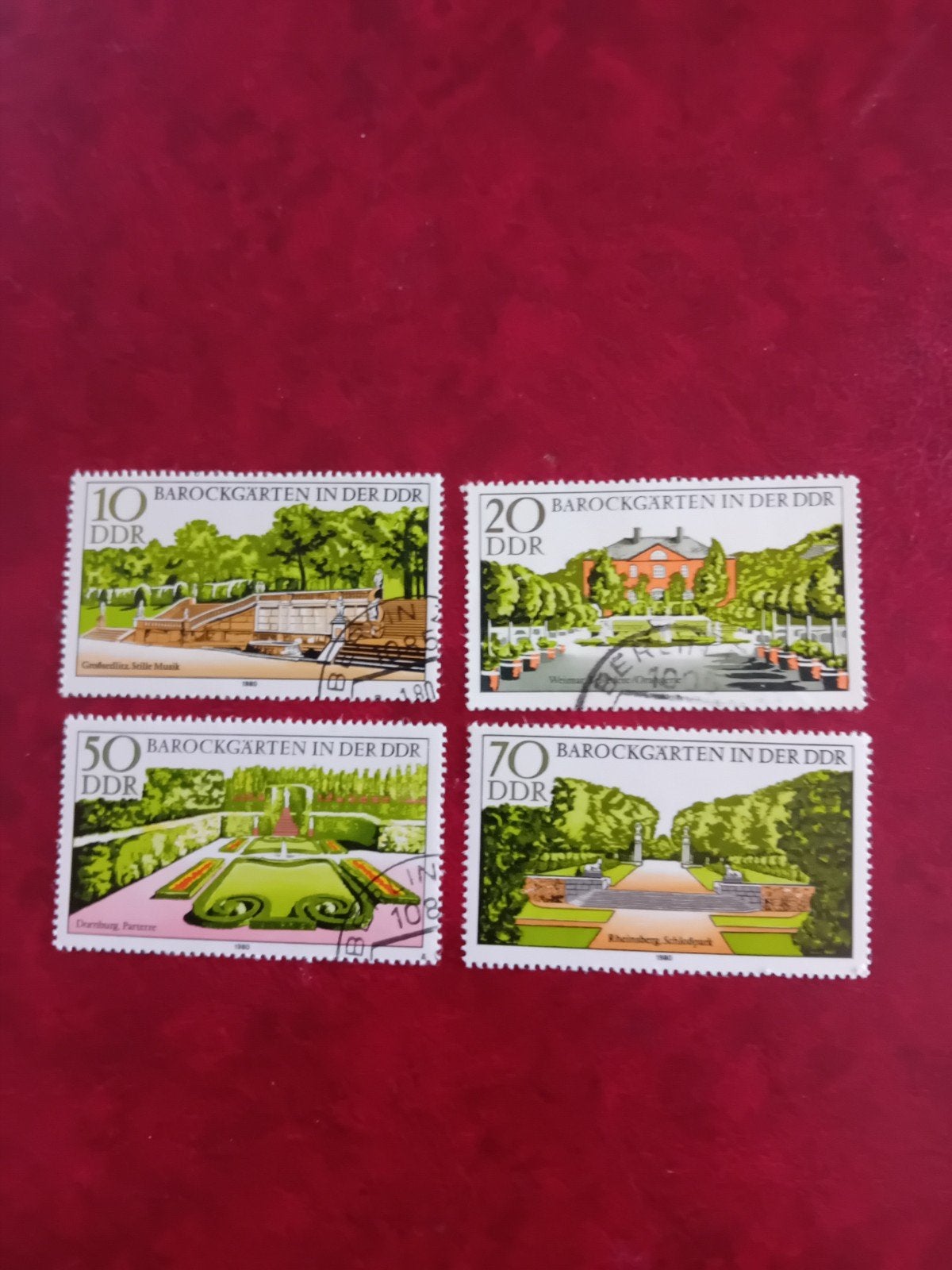 DDR Postzegels Barockgarten in der DDR (4 stuks), Verzenden, DDR, Gestempeld
