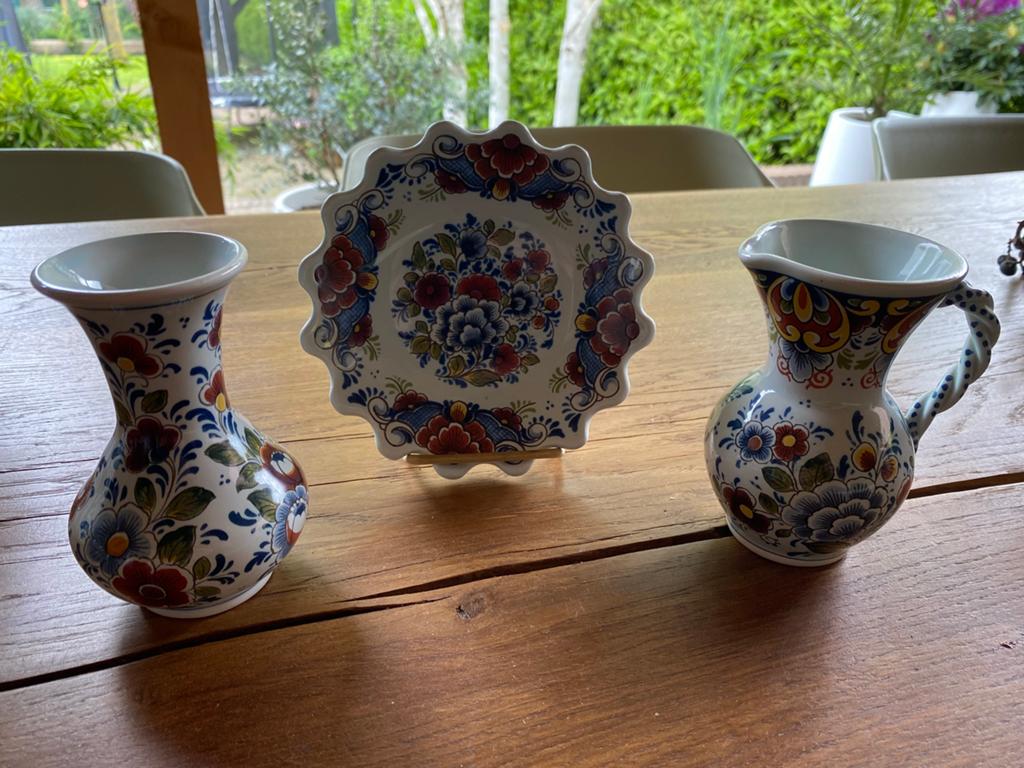 Delfts Blauw set, polychroom, handgeschilderd, Ophalen