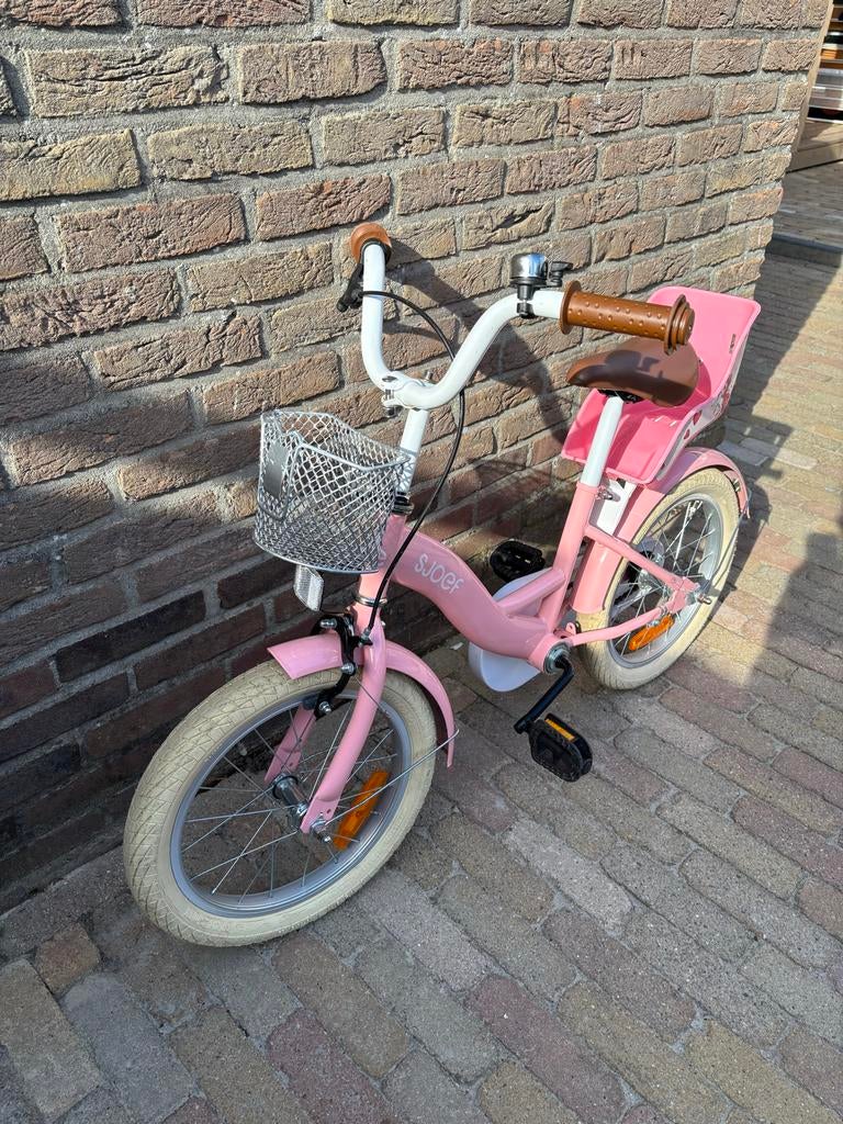 Roze Sjoef kinderfiets 16 inch - Goede conditie, Fietsen en Brommers, Fietsen | Kinderfietsjes, Ophalen of Verzenden, Gebruikt