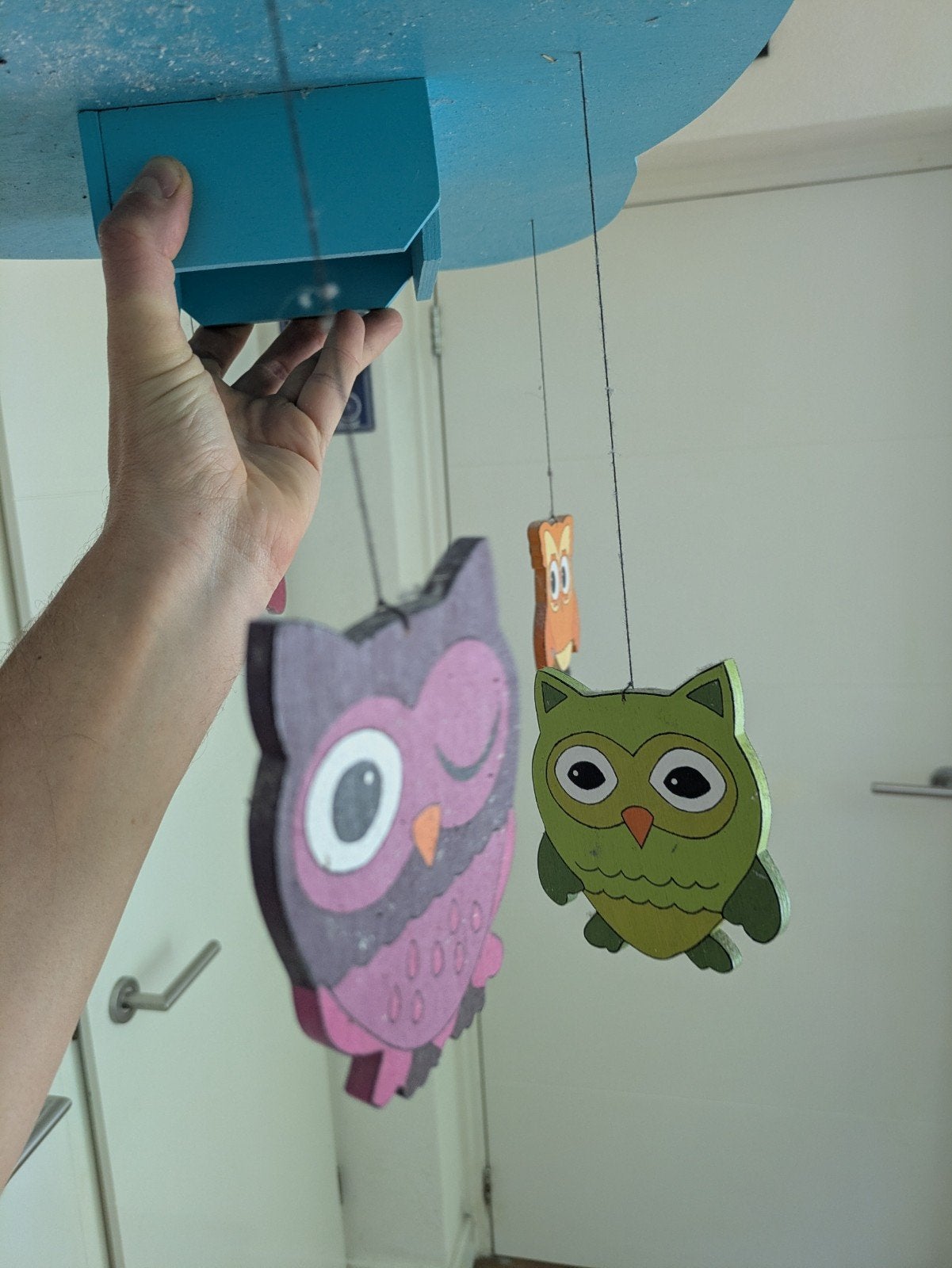Plafonnière met uilen, kinderkamer, Ophalen of Verzenden, Zo goed als nieuw, Hout, Minder dan 50 cm