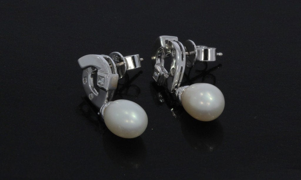 Exclusief 18k diamanten gouden set parel dames oorbellen, Hangers, Voordeelsieraden, Verzenden, Zo goed als nieuw