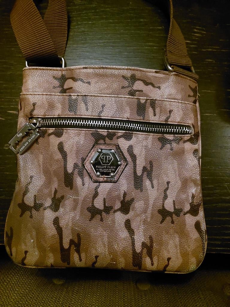 Philipp Plein Schoudertas Camouflage Bruin, Ophalen of Verzenden, Gebruikt, Bruin, Overige merken