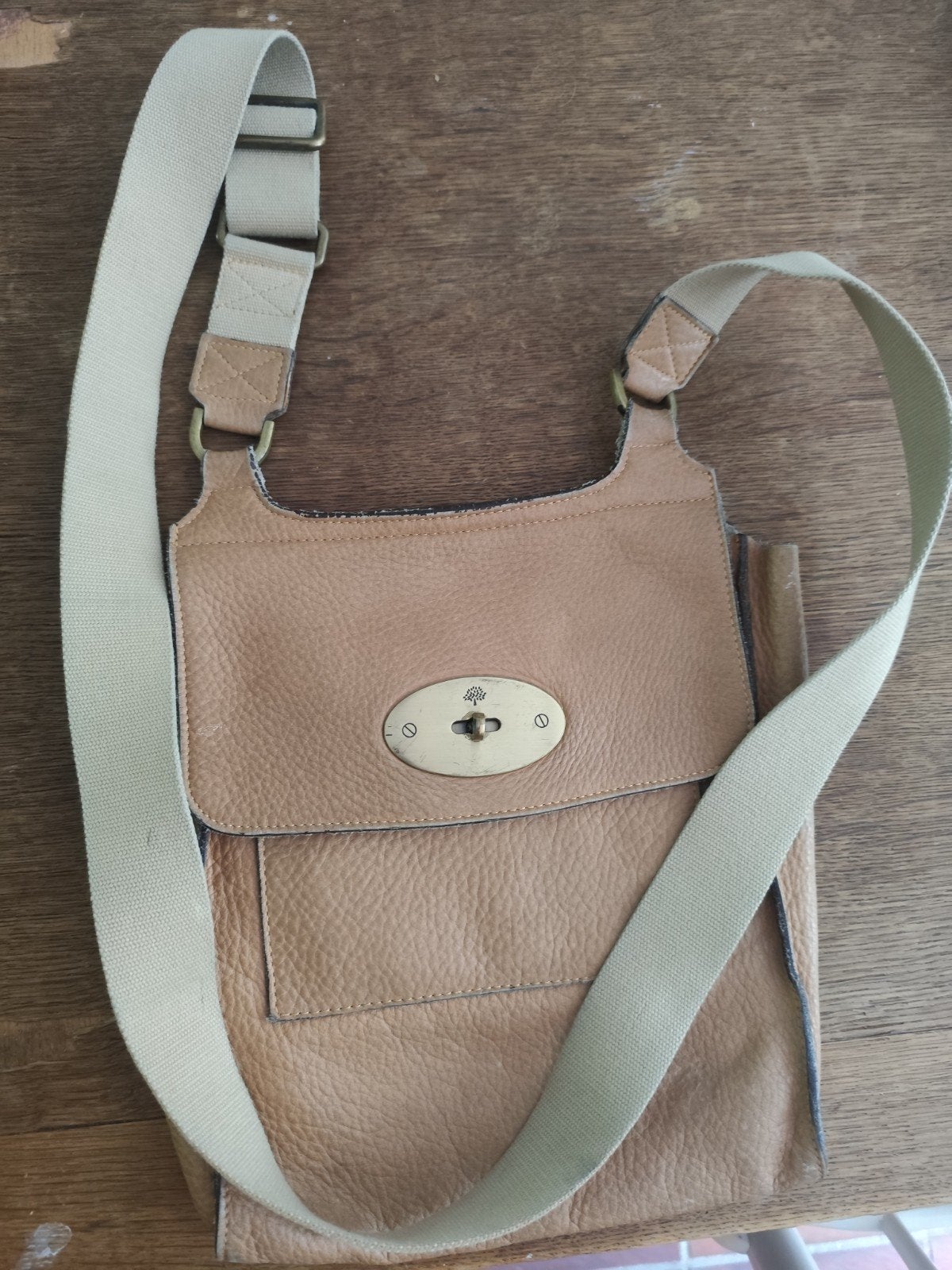 Mulberry Antony schoudertasje beige leer, Ophalen of Verzenden