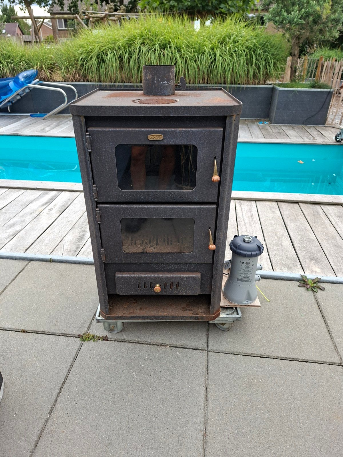 Zwembad verwarming met oven houtkachel met cv aansluiting, Gebruikt, Overige typen, Minder dan 200 cm, Rechthoekig